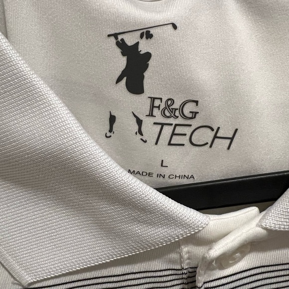 F&G Tech Black and White Striped Golf Polo - Picture 4 of 6